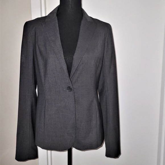 Theory 1-Button Charcoal Gray Blazer - 8 - Picture 1 of 3